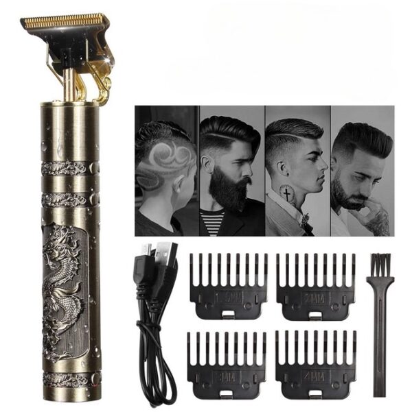 (T9 Trimmer)Metal Body Professional Beard Trimmer Haircut Shaving Machine For Men