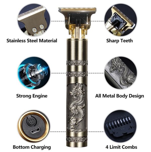 (T9 Trimmer)Metal Body Professional Beard Trimmer Haircut Shaving Machine For Men