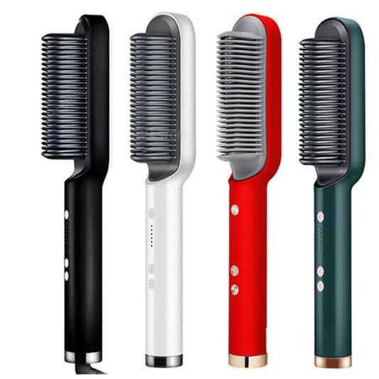 Hair Straightener Iron Brush Straight Hair Comb 2-in-1 Hair Straightener Curling Professional Styling Brush Hair Curler & Straightener For men, Women (Random Color)