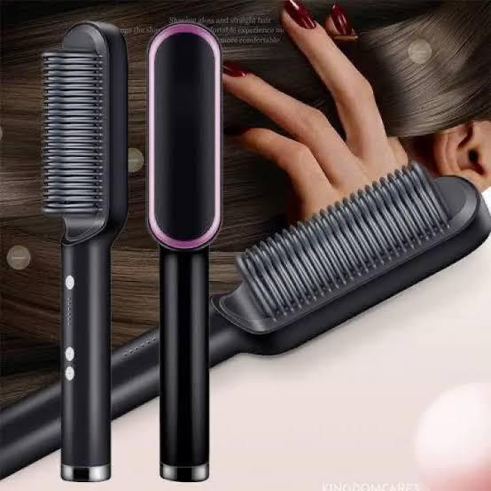 Hair Straightener Iron Brush Straight Hair Comb 2-in-1 Hair Straightener Curling Professional Styling Brush Hair Curler & Straightener For men, Women (Random Color)