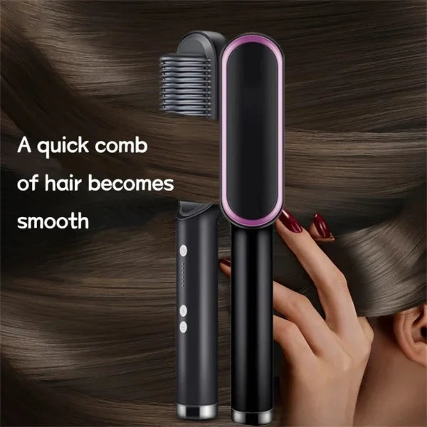 Hair Straightener Iron Brush Straight Hair Comb 2-in-1 Hair Straightener Curling Professional Styling Brush Hair Curler & Straightener For men, Women (Random Color)