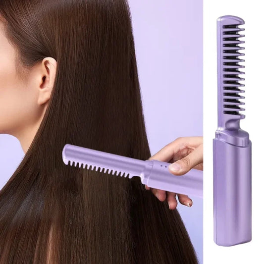 Travel Comb Hair Straightener, Cordless/wireless, Rechargeable Mobile Heat Comb